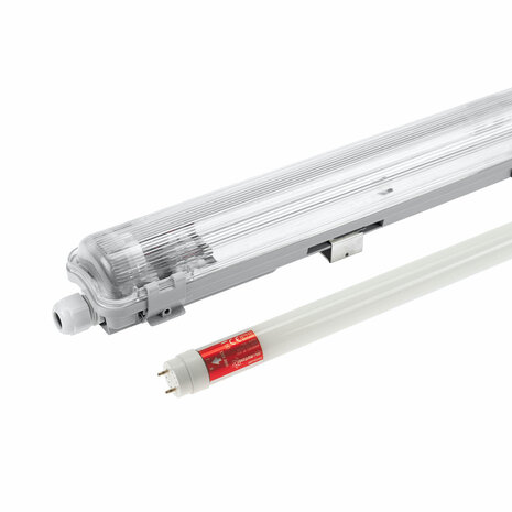 60cm LED Halterung IP65 + 1 Standard LED Leuchtstoffröhre 10W - 4000K 