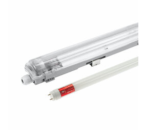 Spectrum 60cm LED Halterung IP65 + 1 Standard LED Leuchtstoffröhre 10W - 6000K 865 Tageslichtweiß -  Komplettset Spectrum 60cm LED Halterung IP65 + 1 Standard LED Leuchtstoffröhre 10W - 6000K 865 Tageslichtweiß -  Komplettset