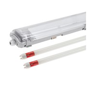 60cm LED Halterung IP65 + 2 LED Leuchtstoffröhren 18W pro Röhre - 3000K 830 Warmweiß - Komplettset