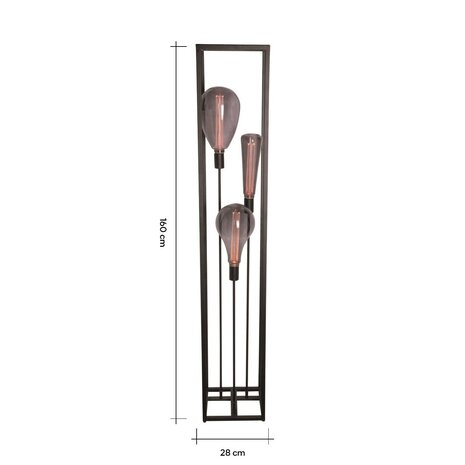 Freelight LED-Beleuchtung  Bodenleuchte - Palco - 160cm - Schwarz - inkl. 3 LED Lampen