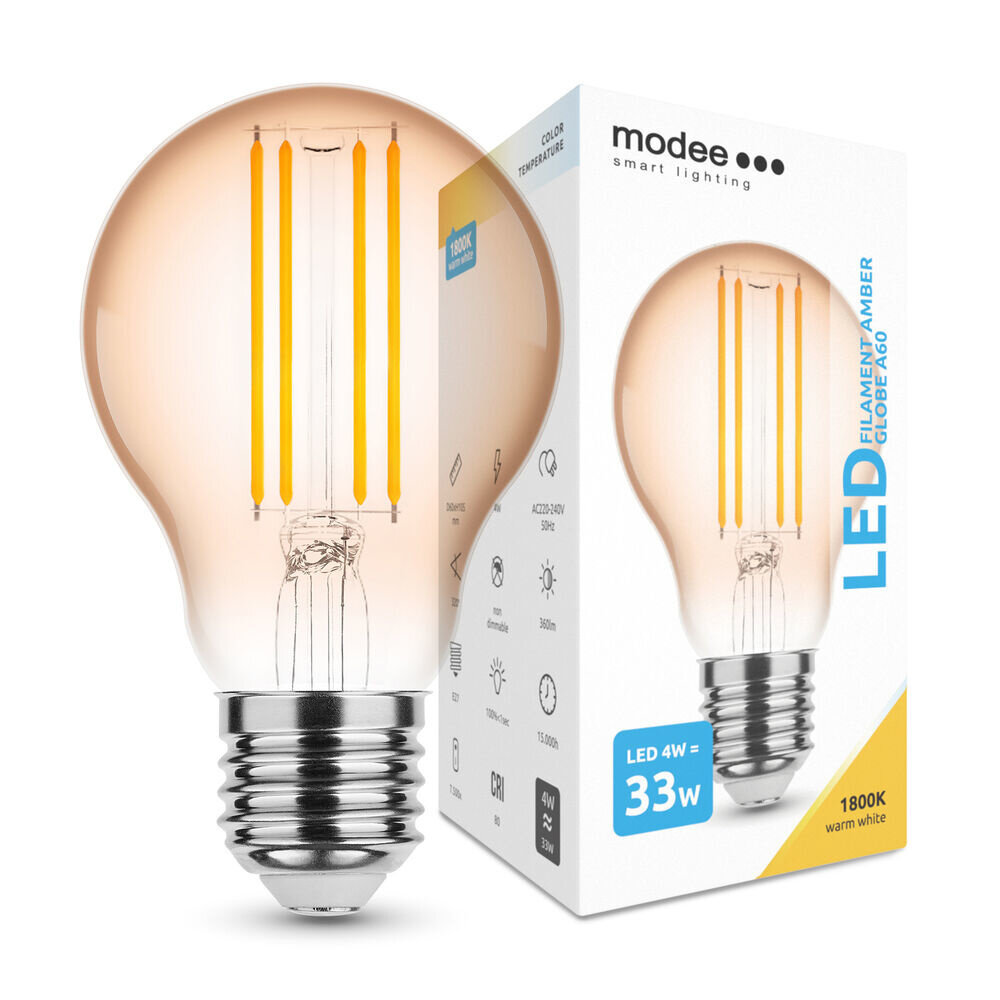 Modee Lighting LED Fadenlampe E27 - A60 - 4W entspricht 33W - 1800K extra Warmweiß