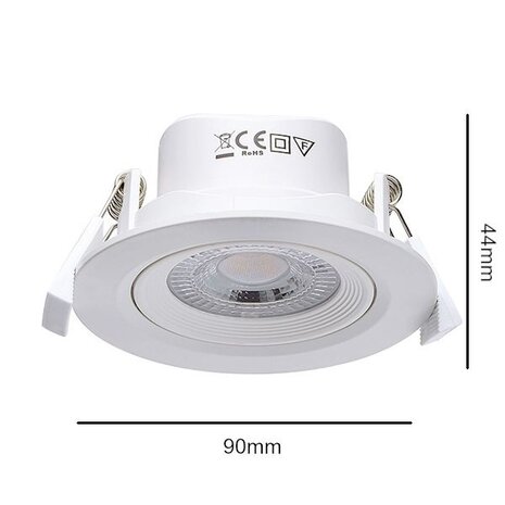 LCB LED LED Einbaustrahler 90mm - 5W 480Lm - 3000K 830 Warmweiß  |  Lochmass 70mm - Schwenkbar  | Triac Dimmbar - entspricht 50W LCB LED LED Einbaustrahler 90mm - 5W 480Lm - 3000K 830 Warmweiß  |  Lochmass 70mm - Schwenkbar  | Triac Dimmbar - entspricht 50W