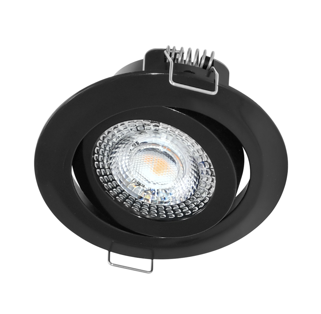 LCB LED-Beleuchtung Innovatives Design, hochwertige Technik & schnelle Lieferung! LED Einbaustrahler dimmbar Schwarz - 5W entspricht 45W - 3000K Warmweiß - Sägegröße 74mm