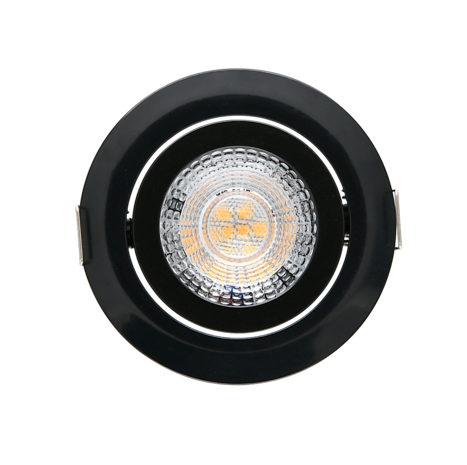 LCB LED Einbaustrahler dimmbar Schwarz - 5W entspricht 45W - 3000K Warmweiß - Sägegröße 74mm