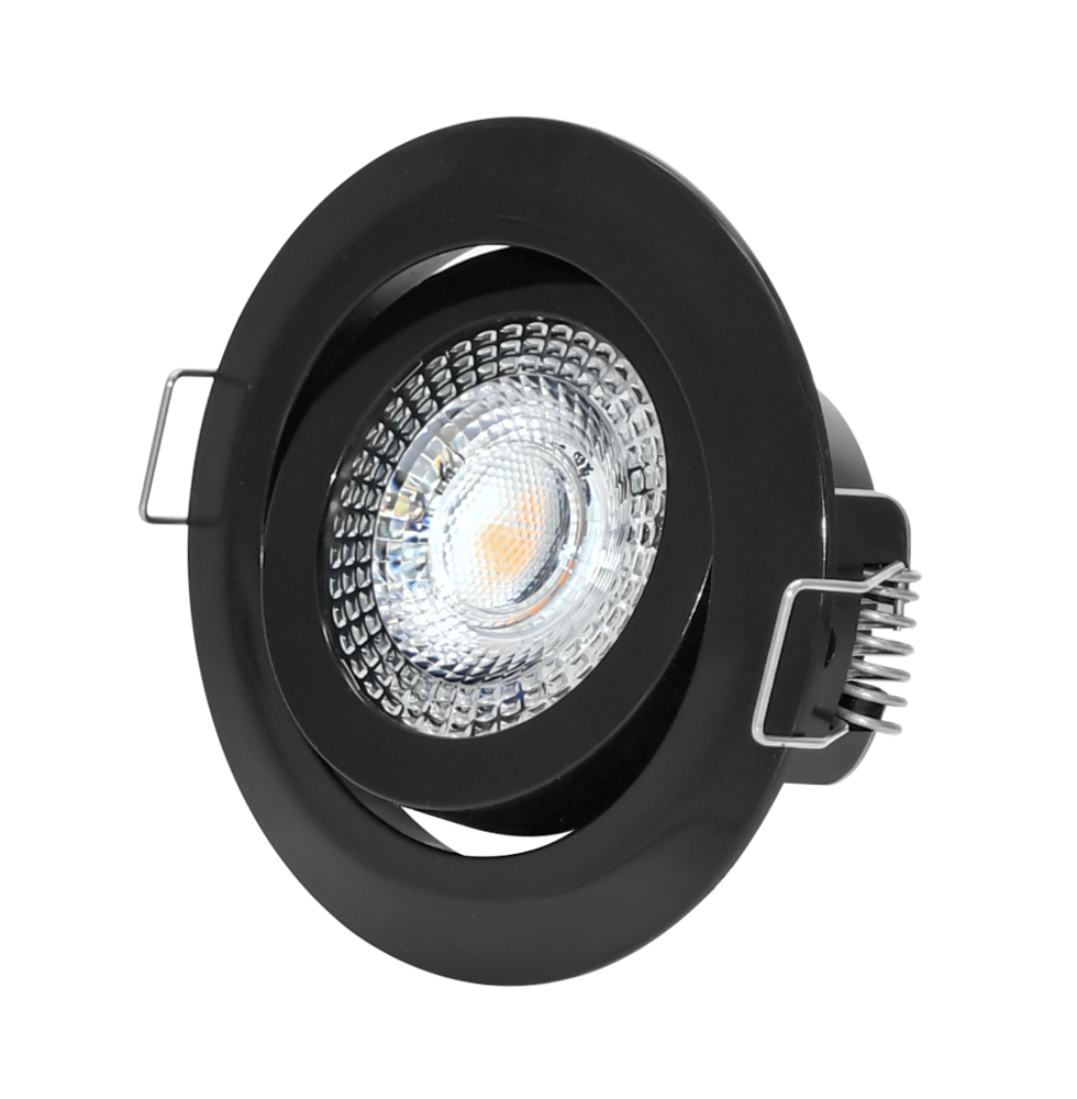 LCB LED-Beleuchtung Innovatives Design, hochwertige Technik & schnelle Lieferung! LED Einbaustrahler dimmbar Schwarz - 5W entspricht 45W - 3000K Warmweiß - Sägegröße 74mm