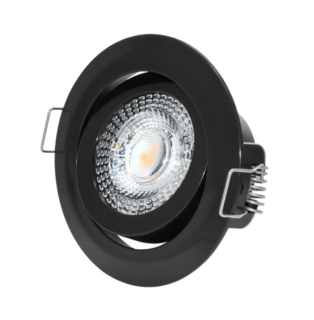 LCB LED-Beleuchtung Innovatives Design, hochwertige Technik & schnelle Lieferung! LED Einbaustrahler dimmbar Schwarz - 5W entspricht 45W - 3000K Warmweiß - Sägegröße 74mm