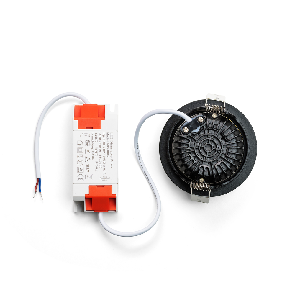 LCB LED Einbauspot Schwarz - 5W 450Lm DIM - 2700K 927 Warmweiß - 5-Jahres-Garantie