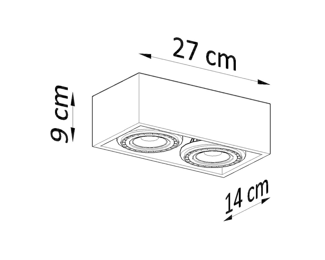 Sollux Lighting LED Deckenspot Beton QUATRO - 2 x GU10 AR111 Fassung - exkl. LED's