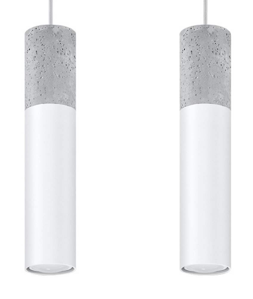SOLLUX Lighting Group LED Hängeleuchte Weiß Beton BORGIO - 2 x GU10 Fassung - exkl. LED's