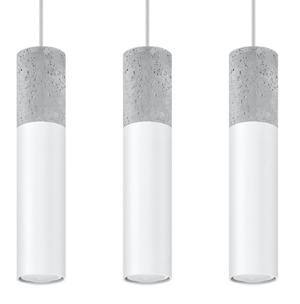 SOLLUX Lighting Group LED Hängeleuchte Weiß Beton BORGIO - 3 x GU10 Fassung - exkl. LED's