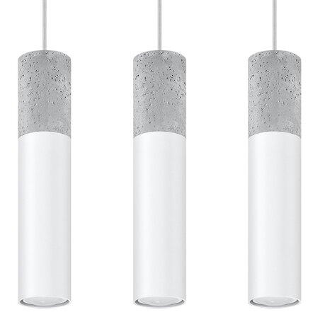 Sollux Lighting LED Hängeleuchte Weiß Beton BORGIO - 3 x GU10 Fassung - exkl. LED's