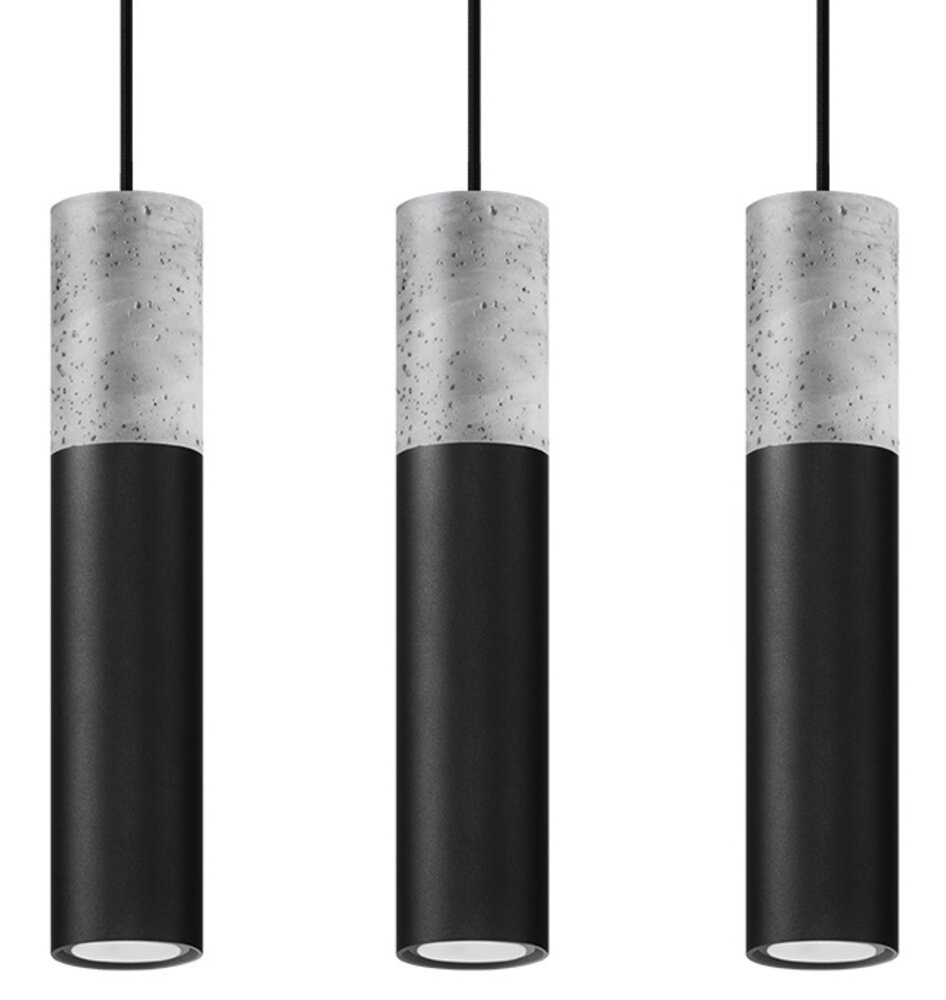 Sollux Lighting LED Hängeleuchte Schwarz Beton BORGIO - 3 x GU10 Fassung - exkl. LED's