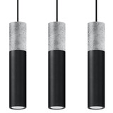 SOLLUX Lighting Group LED Hängeleuchte Schwarz Beton BORGIO - 3 x GU10 Fassung - exkl. LED's SOLLUX Lighting Group LED Hängeleuchte Schwarz Beton BORGIO - 3 x GU10 Fassung - exkl. LED's
