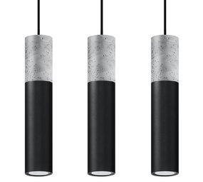 SOLLUX Lighting Group LED Hängeleuchte Schwarz Beton BORGIO - 3 x GU10 Fassung - exkl. LED's SOLLUX Lighting Group LED Hängeleuchte Schwarz Beton BORGIO - 3 x GU10 Fassung - exkl. LED's