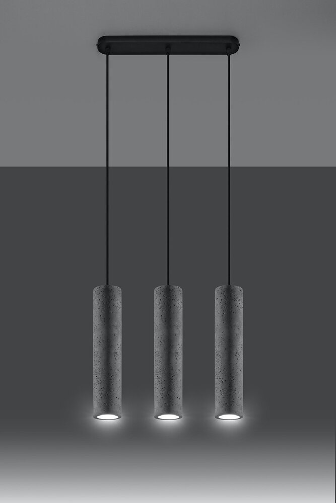 SOLLUX Lighting Group LED Hängeleuchte Beton LUVO - 3 x GU10 Fassung - exkl. LED's