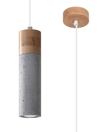Sollux Lighting LED Hängeleuchte Beton Holz ZANE - 1 x GU10 Fassung - exkl. LED's