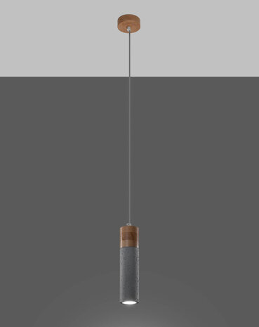 Sollux Lighting LED Hängeleuchte Beton Holz ZANE - 1 x GU10 Fassung - exkl. LED's