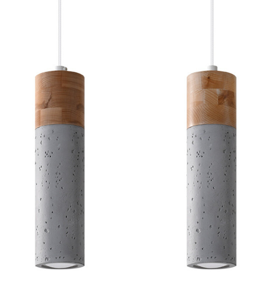 SOLLUX Lighting Group LED Hängeleuchte Beton Holz ZANE - 2 x GU10 Fassung - exkl. LED's SOLLUX Lighting Group LED Hängeleuchte Beton Holz ZANE - 2 x GU10 Fassung - exkl. LED's