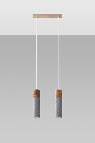 Sollux Lighting LED Hängeleuchte Beton Holz ZANE - 2 x GU10 Fassung - exkl. LED's