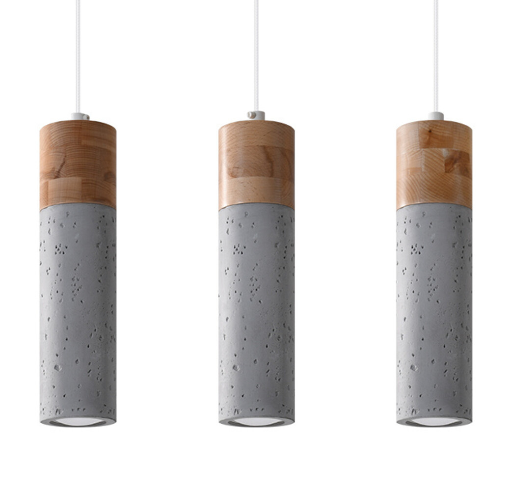 Sollux Lighting LED Hängeleuchte Beton Holz ZANE - 3 x GU10 Fassung - exkl. LED's