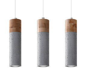 Sollux Lighting LED Hängeleuchte Beton Holz ZANE - 3 x GU10 Fassung - exkl. LED's