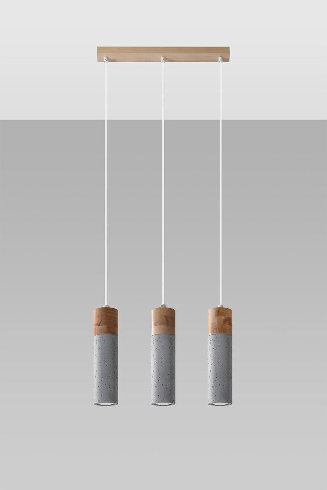 Sollux Lighting LED Hängeleuchte Beton Holz ZANE - 3 x GU10 Fassung - exkl. LED's