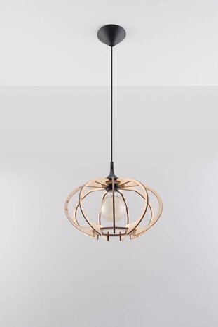 Sollux Lighting LED Hängeleuchte Holz MANDELINO - 1 x E27 Fassung - exkl. LED's