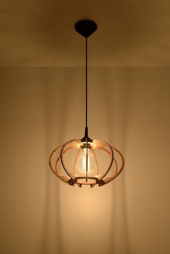 Sollux Lighting LED Hängeleuchte Holz MANDELINO - 1 x E27 Fassung - exkl. LED's