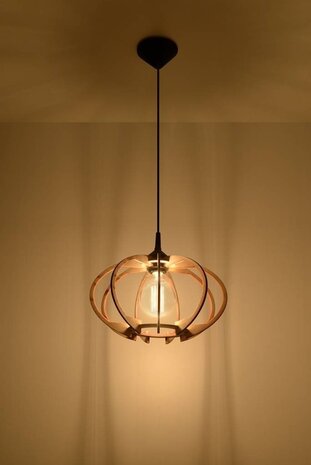 Sollux Lighting LED Hängeleuchte Holz MANDELINO - 1 x E27 Fassung - exkl. LED's