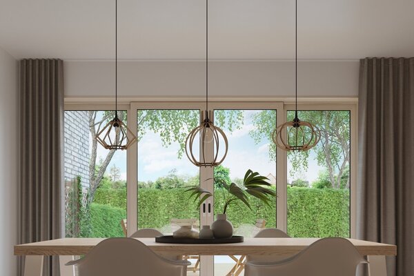Sollux Lighting LED Hängeleuchte Holz MANDELINO - 1 x E27 Fassung - exkl. LED's