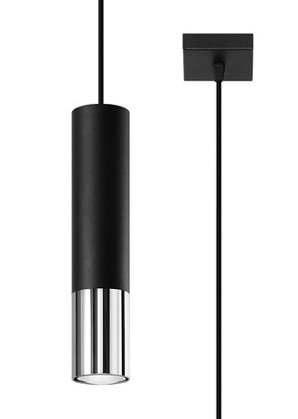 Sollux Lighting LED Hängeleuchte Schwarz Chrom LOOPEZ - 1 x GU10 Fassung - exkl. LED's