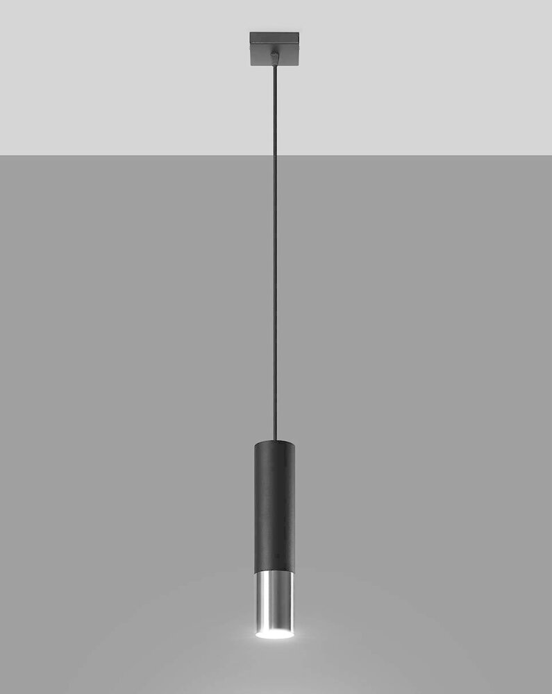 Sollux Lighting LED Hängeleuchte Schwarz Chrom LOOPEZ - 1 x GU10 Fassung - exkl. LED's