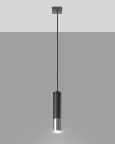 Sollux Lighting LED Hängeleuchte Schwarz Chrom LOOPEZ - 1 x GU10 Fassung - exkl. LED's