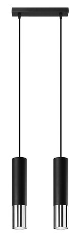 Sollux Lighting LED Hängeleuchte Schwarz Chrom LOOPEZ - 2 x GU10 Fassung - exkl. LED's Sollux Lighting LED Hängeleuchte Schwarz Chrom LOOPEZ - 2 x GU10 Fassung - exkl. LED's