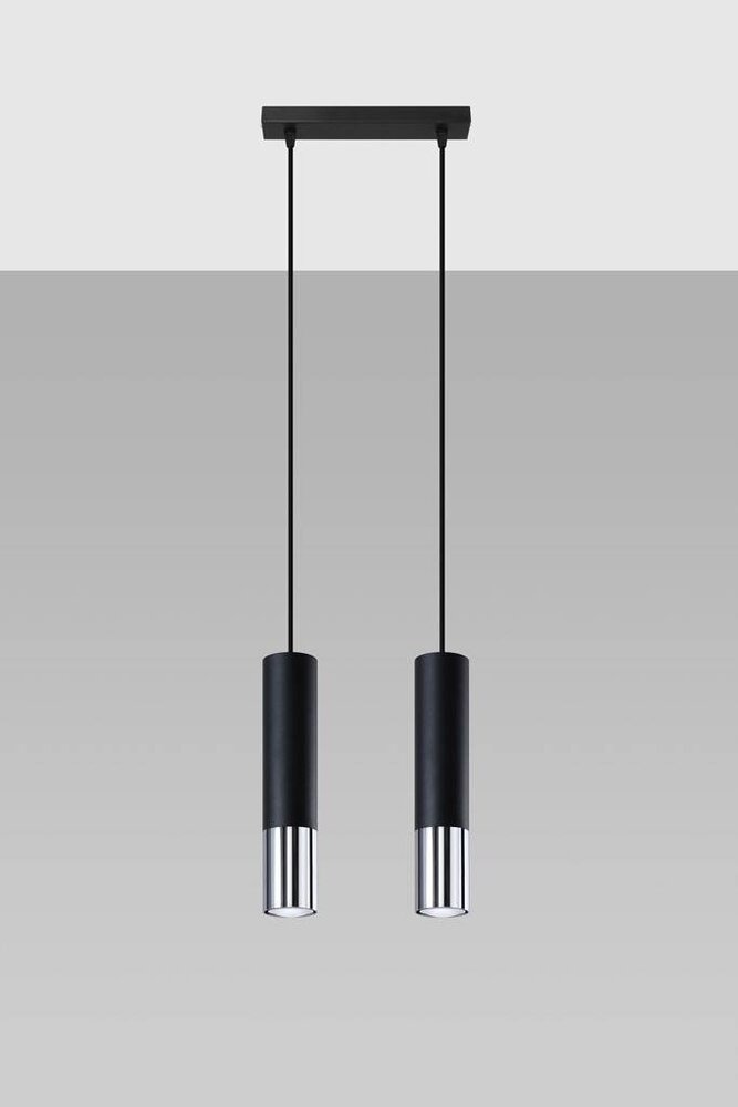 Sollux Lighting LED Hängeleuchte Schwarz Chrom LOOPEZ - 2 x GU10 Fassung - exkl. LED's Sollux Lighting LED Hängeleuchte Schwarz Chrom LOOPEZ - 2 x GU10 Fassung - exkl. LED's