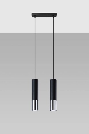 Sollux Lighting LED Hängeleuchte Schwarz Chrom LOOPEZ - 2 x GU10 Fassung - exkl. LED's Sollux Lighting LED Hängeleuchte Schwarz Chrom LOOPEZ - 2 x GU10 Fassung - exkl. LED's