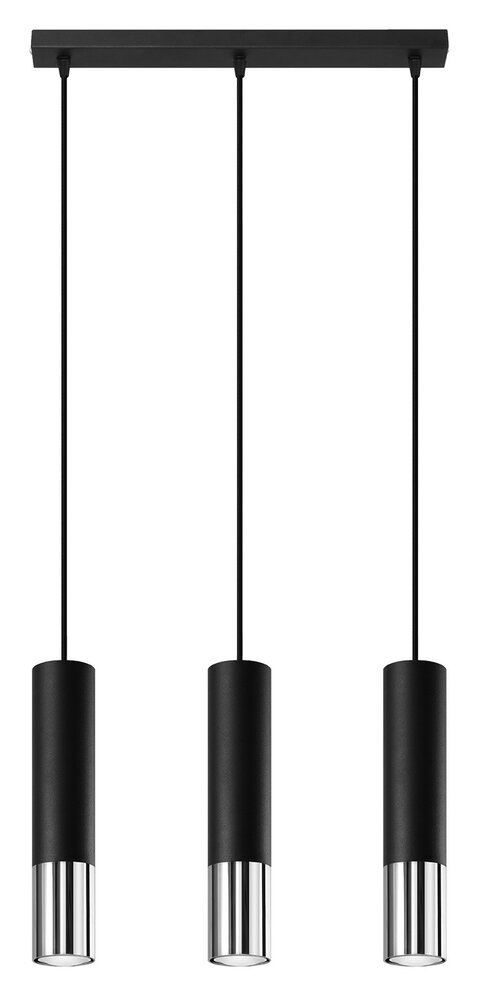 Sollux Lighting LED Hängeleuchte Schwarz Chrom LOOPEZ - 3 x GU10 Fassung - exkl. LED's