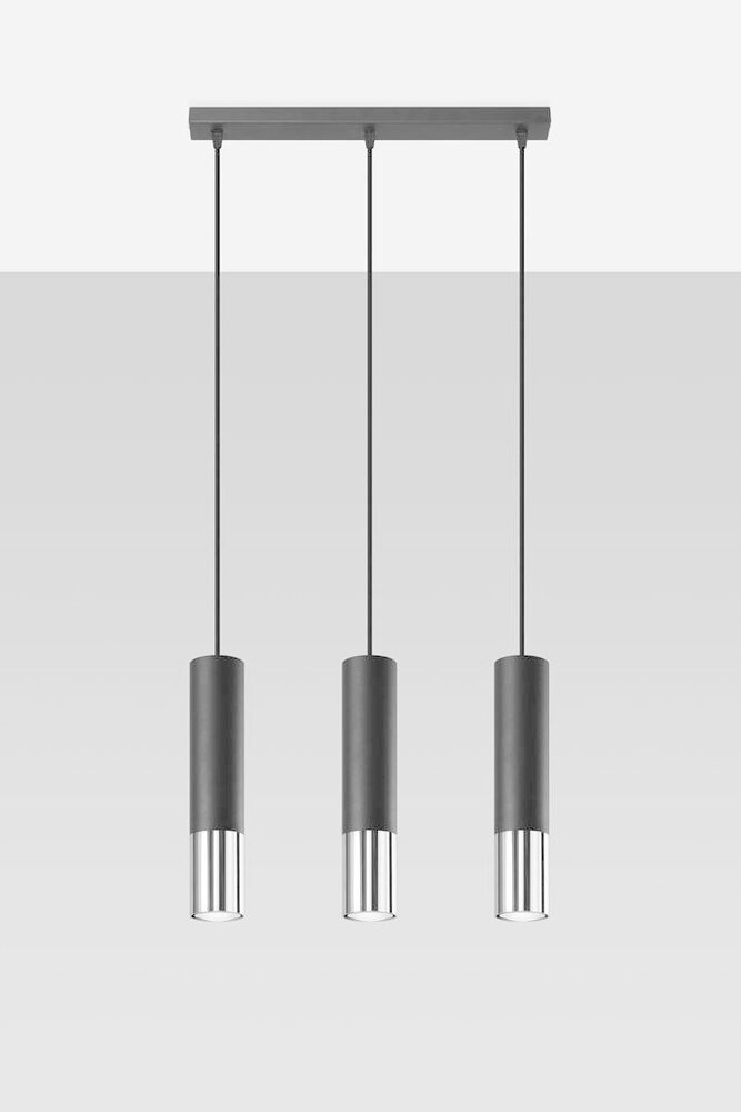Sollux Lighting LED Hängeleuchte Schwarz Chrom LOOPEZ - 3 x GU10 Fassung - exkl. LED's