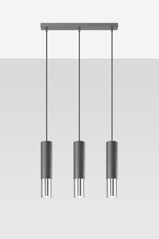 Sollux Lighting LED Hängeleuchte Schwarz Chrom LOOPEZ - 3 x GU10 Fassung - exkl. LED's