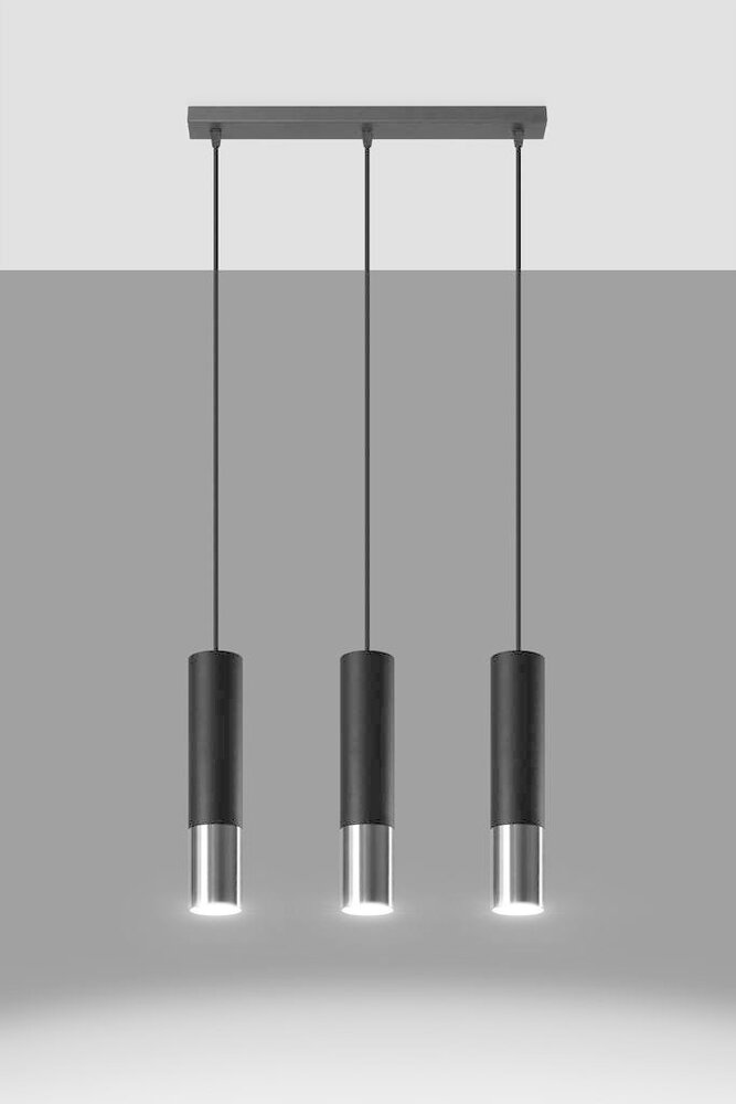 Sollux Lighting LED Hängeleuchte Schwarz Chrom LOOPEZ - 3 x GU10 Fassung - exkl. LED's