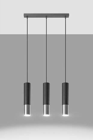 Sollux Lighting LED Hängeleuchte Schwarz Chrom LOOPEZ - 3 x GU10 Fassung - exkl. LED's