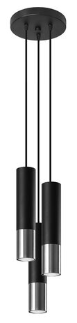 Sollux Lighting LED Hängeleuchte Schwarz Chrom LOOPEZ - 3 x GU10 Fassung - exkl. LED's