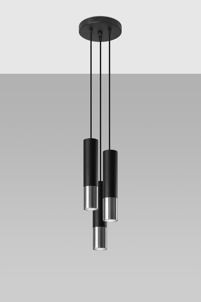 Sollux Lighting LED Hängeleuchte Schwarz Chrom LOOPEZ - 3 x GU10 Fassung - exkl. LED's