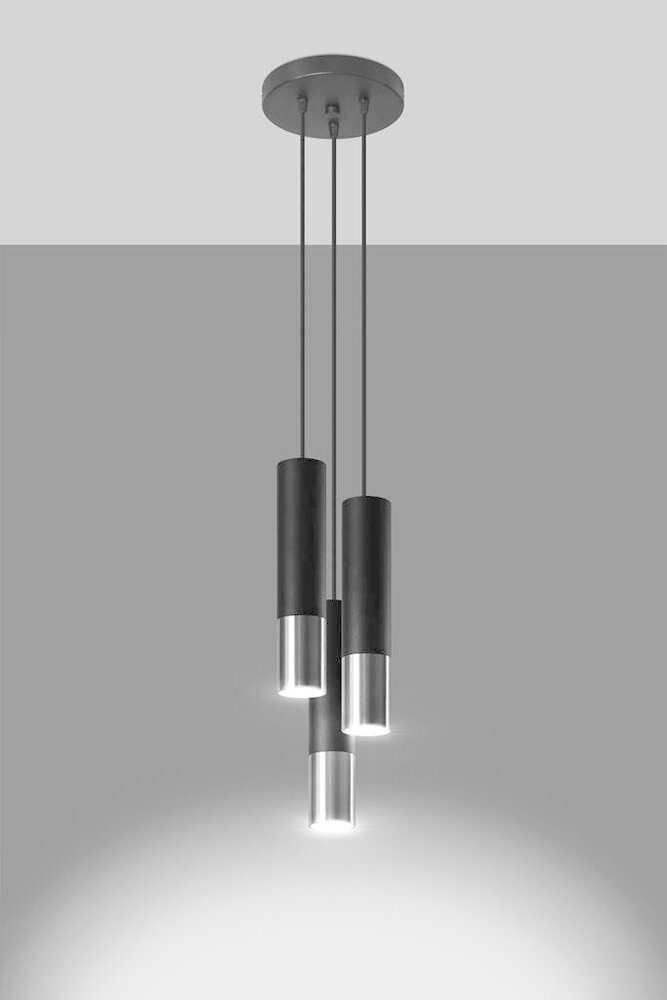 Sollux Lighting LED Hängeleuchte Schwarz Chrom LOOPEZ - 3 x GU10 Fassung - exkl. LED's