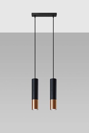 Sollux Lighting LED Hängeleuchte Schwarz Kupfer LOOPEZ - 2 x GU10 Fassung - exkl. LED's