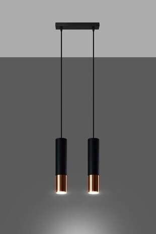 SOLLUX Lighting Group LED Hängeleuchte Schwarz Kupfer LOOPEZ - 2 x GU10 Fassung - exkl. LED's SOLLUX Lighting Group LED Hängeleuchte Schwarz Kupfer LOOPEZ - 2 x GU10 Fassung - exkl. LED's