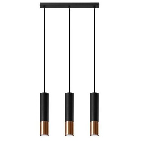 Sollux Lighting LED Hängeleuchte Schwarz Kupfer LOOPEZ - 3 x GU10 Fassung - exkl. LED's