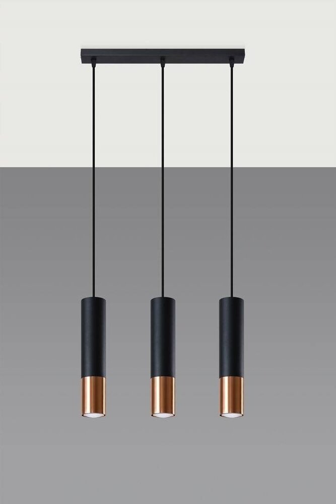Sollux Lighting LED Hängeleuchte Schwarz Kupfer LOOPEZ - 3 x GU10 Fassung - exkl. LED's