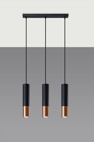 Sollux Lighting LED Hängeleuchte Schwarz Kupfer LOOPEZ - 3 x GU10 Fassung - exkl. LED's