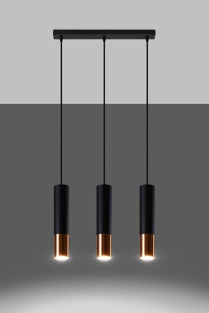 Sollux Lighting LED Hängeleuchte Schwarz Kupfer LOOPEZ - 3 x GU10 Fassung - exkl. LED's